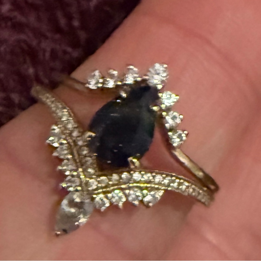 14 karat blue sandstone engagement ring Women's Ring (video included) - Picture 4 of 17